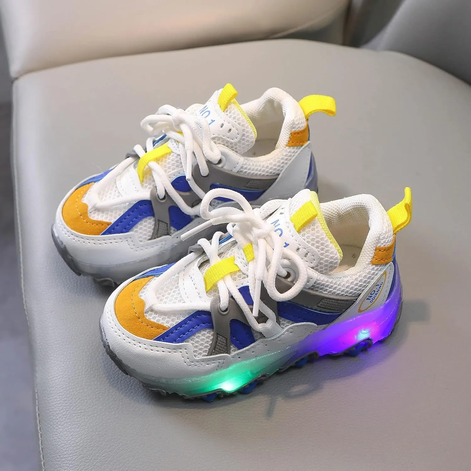 Toddler Girl Light Up Sneakers with Laces Baby Boys Roller Sport Shoes Kids Outdoor Tennis Running Breathable Shoes