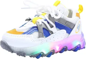 Toddler Girl Light Up Sneakers with Laces Baby Boys Roller Sport Shoes Kids Outdoor Tennis Running Breathable Shoes