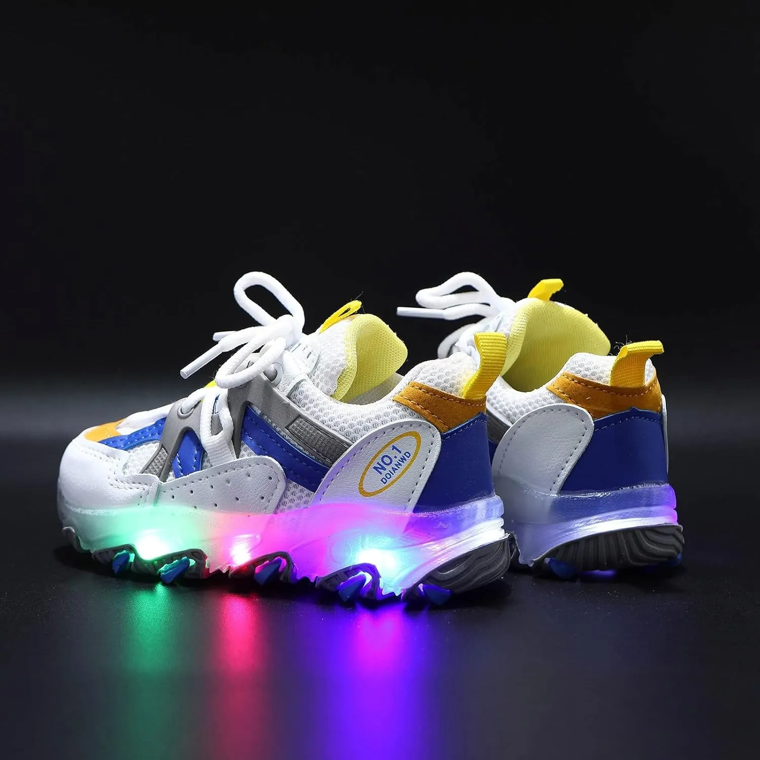 Toddler Girl Light Up Sneakers with Laces Baby Boys Roller Sport Shoes Kids Outdoor Tennis Running Breathable Shoes