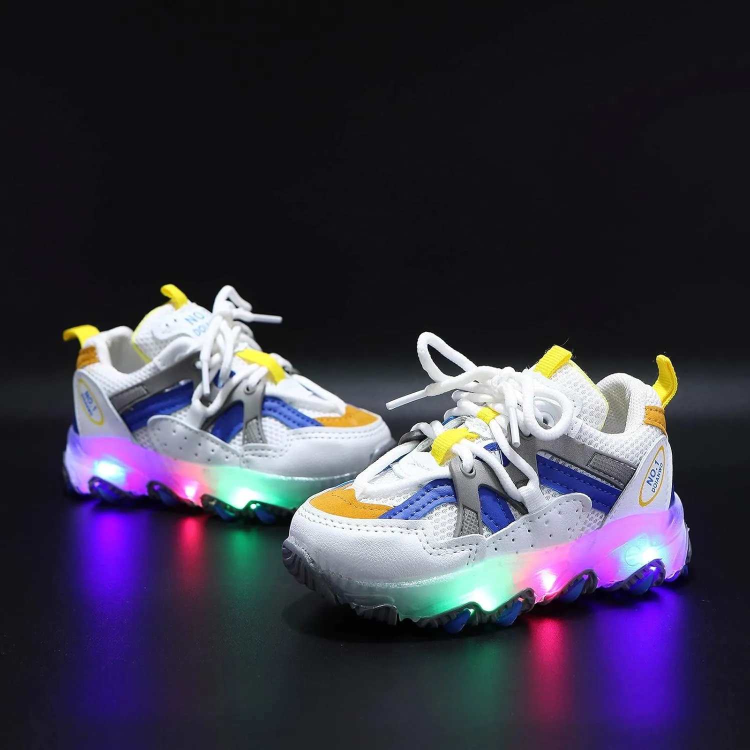 Toddler Girl Light Up Sneakers with Laces Baby Boys Roller Sport Shoes Kids Outdoor Tennis Running Breathable Shoes