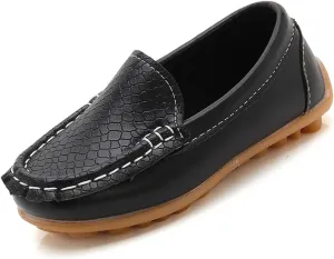 Toddler Little Kid Boys Girls Comfort Slip On Loafers Dress Flat Shoes aterproof Leather Cool Sport Casual Dress Shoes