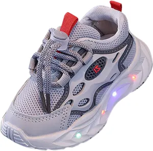 Toddler Mesh Breathable Sneaker with Led Light Up Kids Girls Boys Outdoor Slip On First Walking Sport Shoes Infant Shoes
