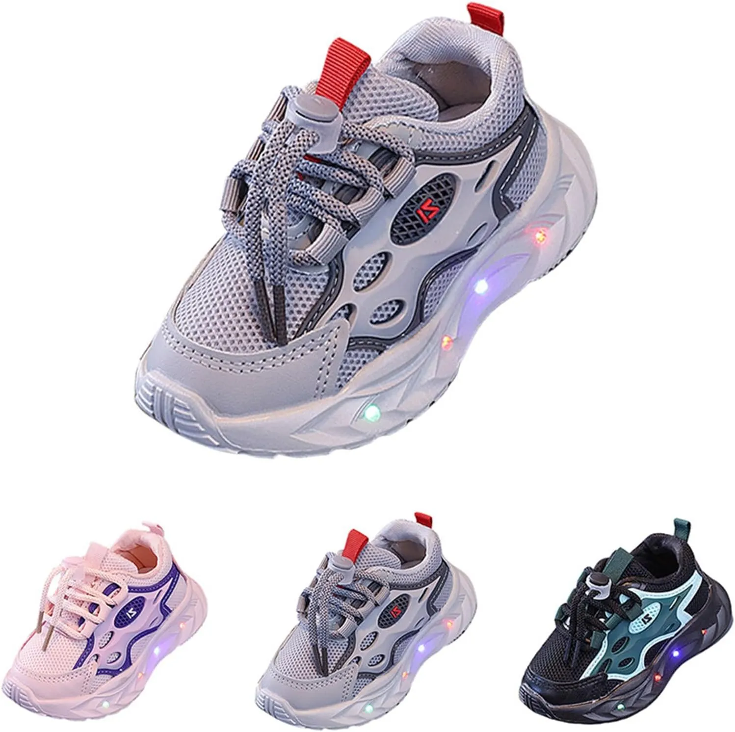 Toddler Mesh Breathable Sneaker with Led Light Up Kids Girls Boys Outdoor Slip On First Walking Sport Shoes Infant Shoes