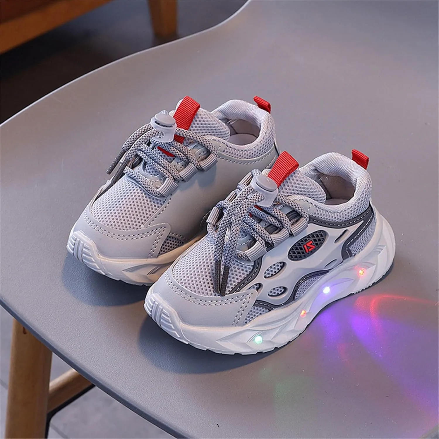 Toddler Mesh Breathable Sneaker with Led Light Up Kids Girls Boys Outdoor Slip On First Walking Sport Shoes Infant Shoes