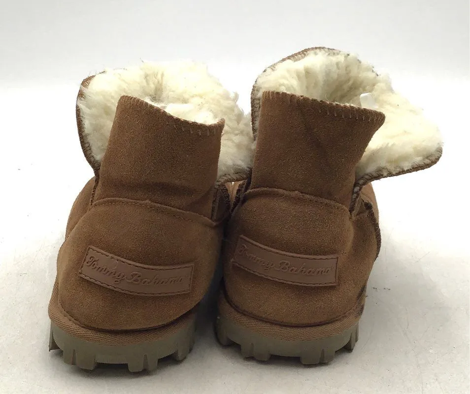 Tommy Bahama Women's Brown Leather Round Toe Snow Boots - Size 8
