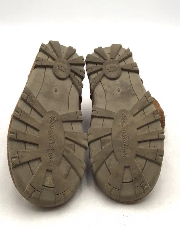 Tommy Bahama Women's Brown Leather Round Toe Snow Boots - Size 8