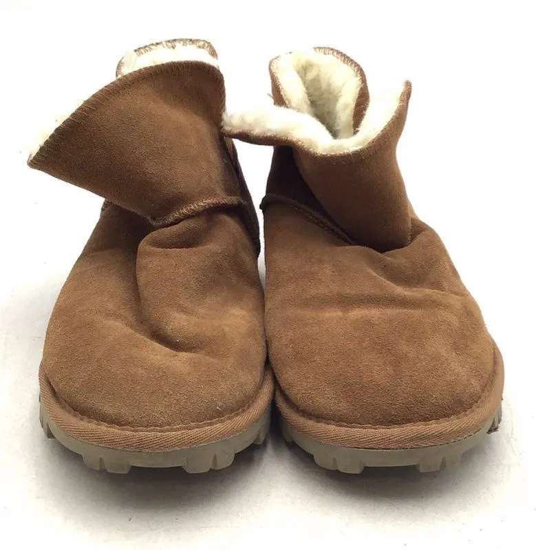 Tommy Bahama Women's Brown Leather Round Toe Snow Boots - Size 8