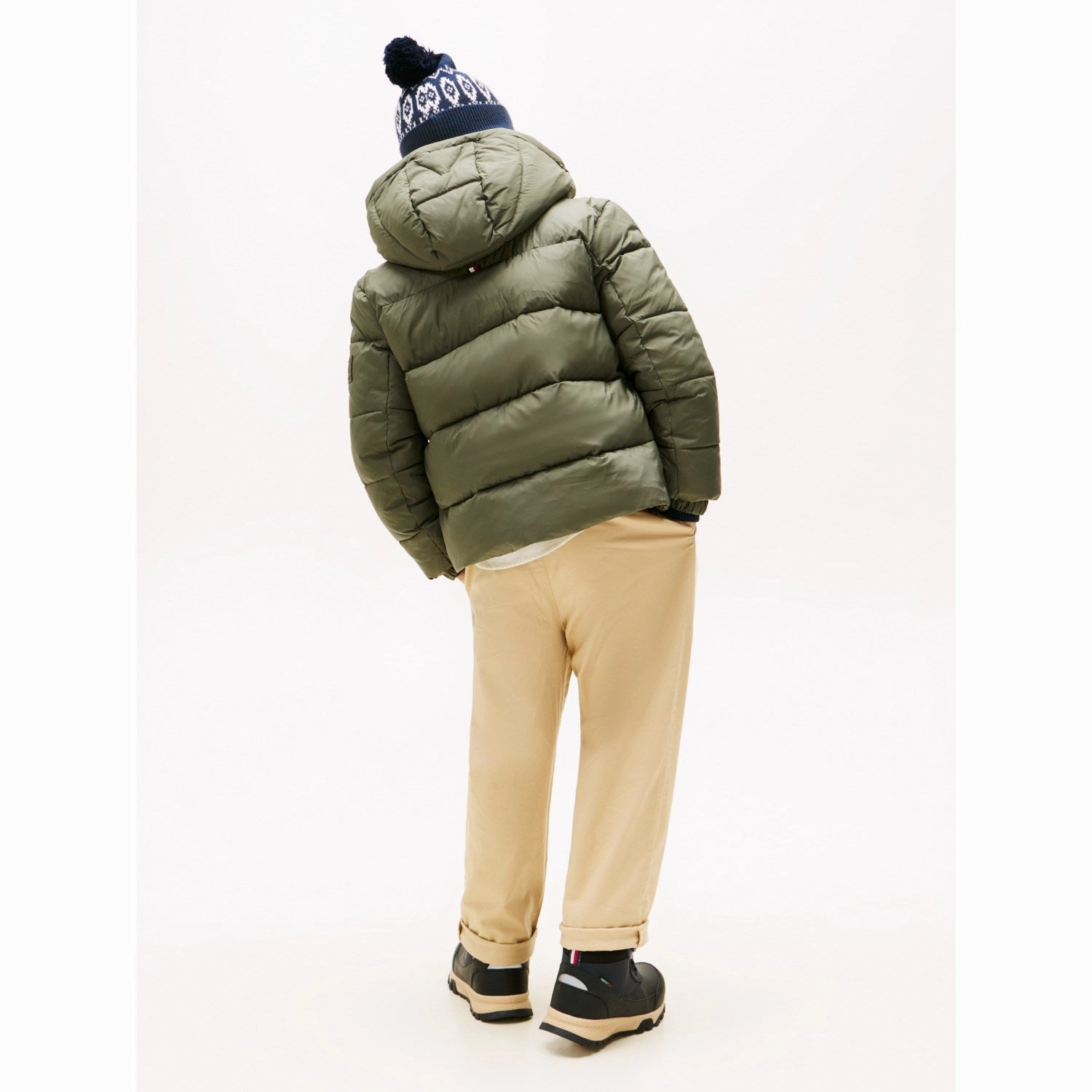 Tommy Hilfiger Pewter Green Matt And Shine Embossed Jacket Thermal Core Technology Travel Ready Look