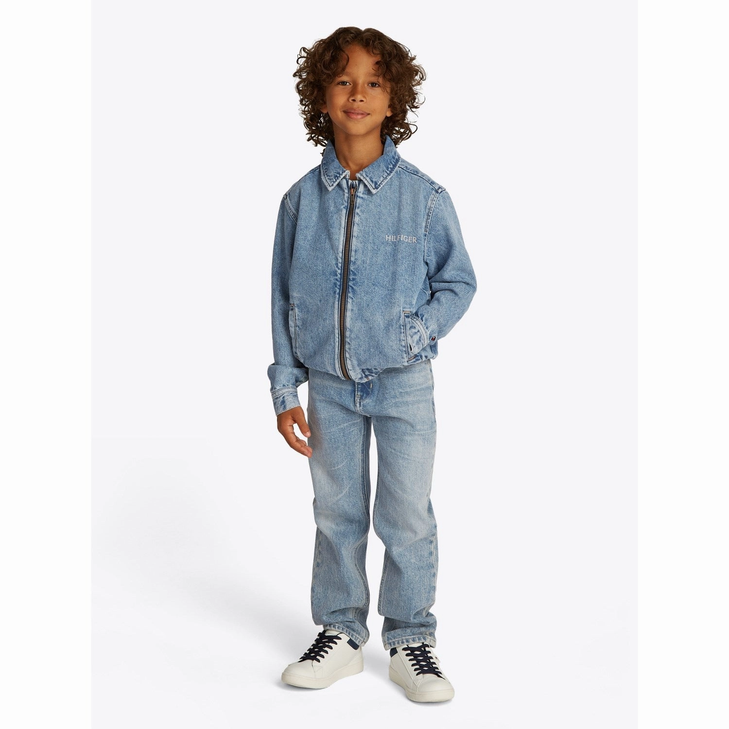 Tommy Hilfiger Random Ivy Relaxed Denim Jacket Reinforced Elbow Panels Oversized Fit