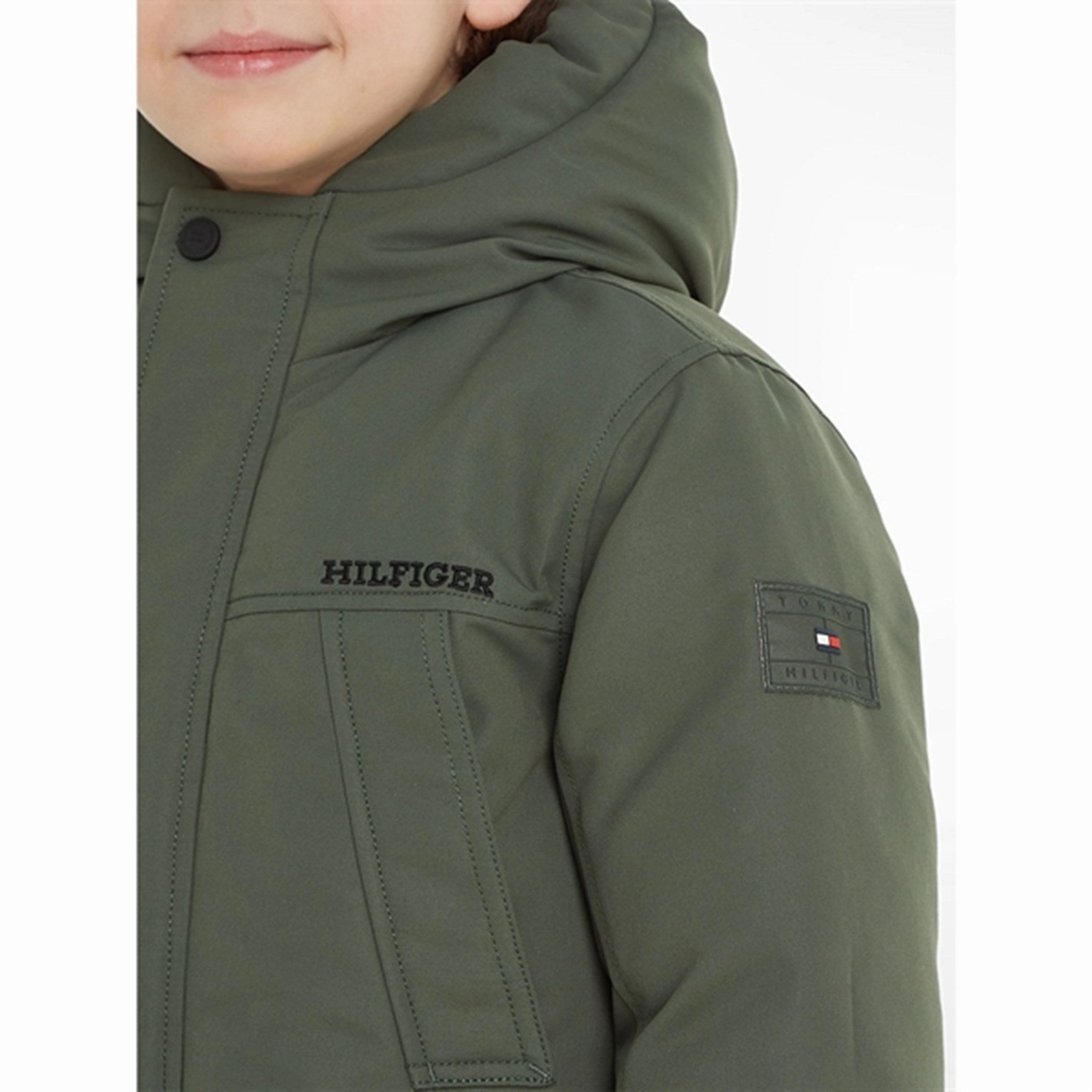 Kangaroo Pocket Fashion Forward Layer Tommy Hilfiger Tech Parka Jacket Olive Green