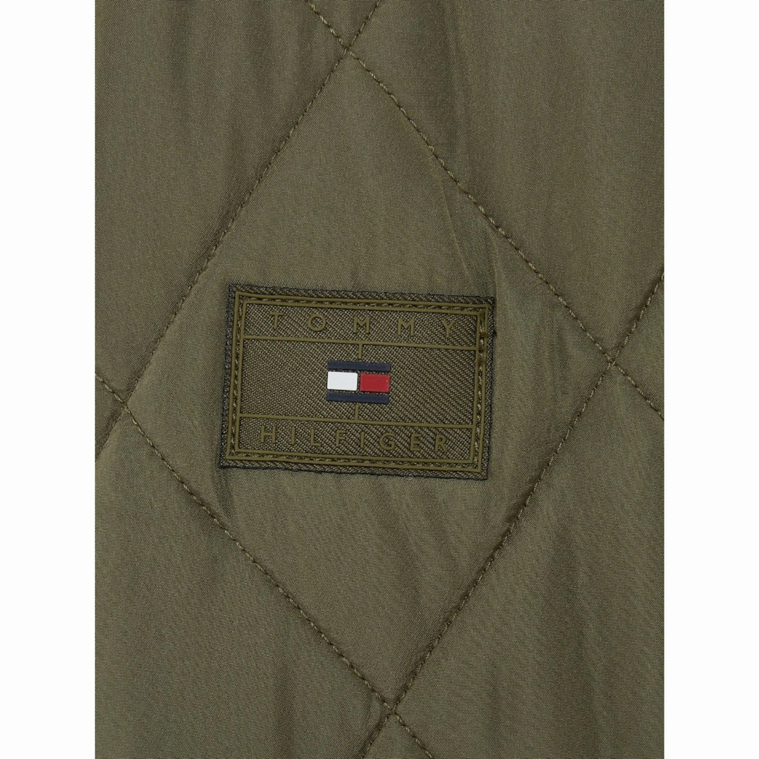 Tommy Hilfiger Utility Olive Light Padded Quilted Jacket Functional Zip Detail