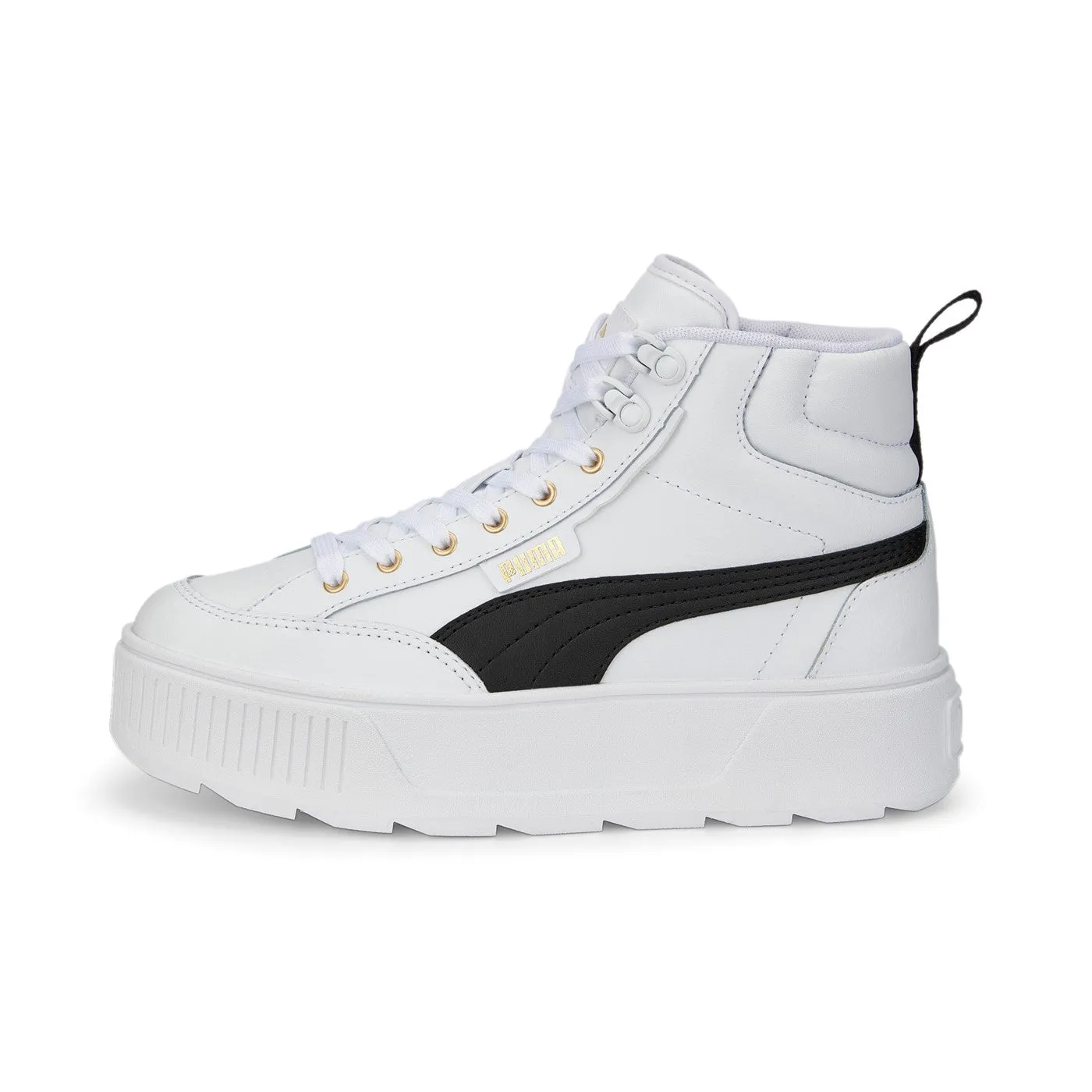 Puma scarpa sneakers da donna alta con zeppa Karmen Mid 385857 03 bianco nero high - heel shoes
