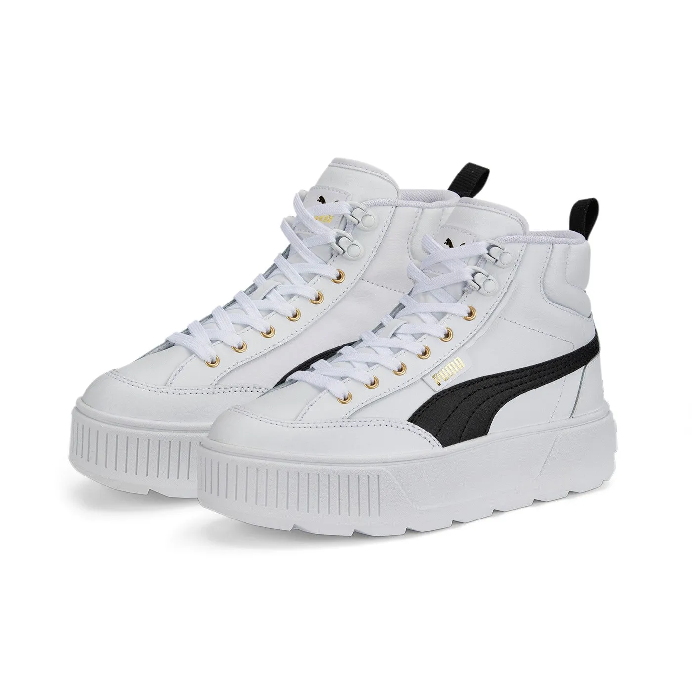 Puma scarpa sneakers da donna alta con zeppa Karmen Mid 385857 03 bianco nero professional use