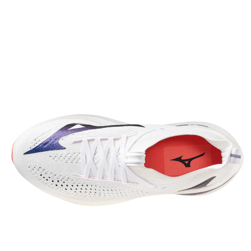 Mizuno Women's Neo Vista 2 Running Shoes in White/Striking Coral/Iris Bloom AW25 Fresh Pair Training Gear