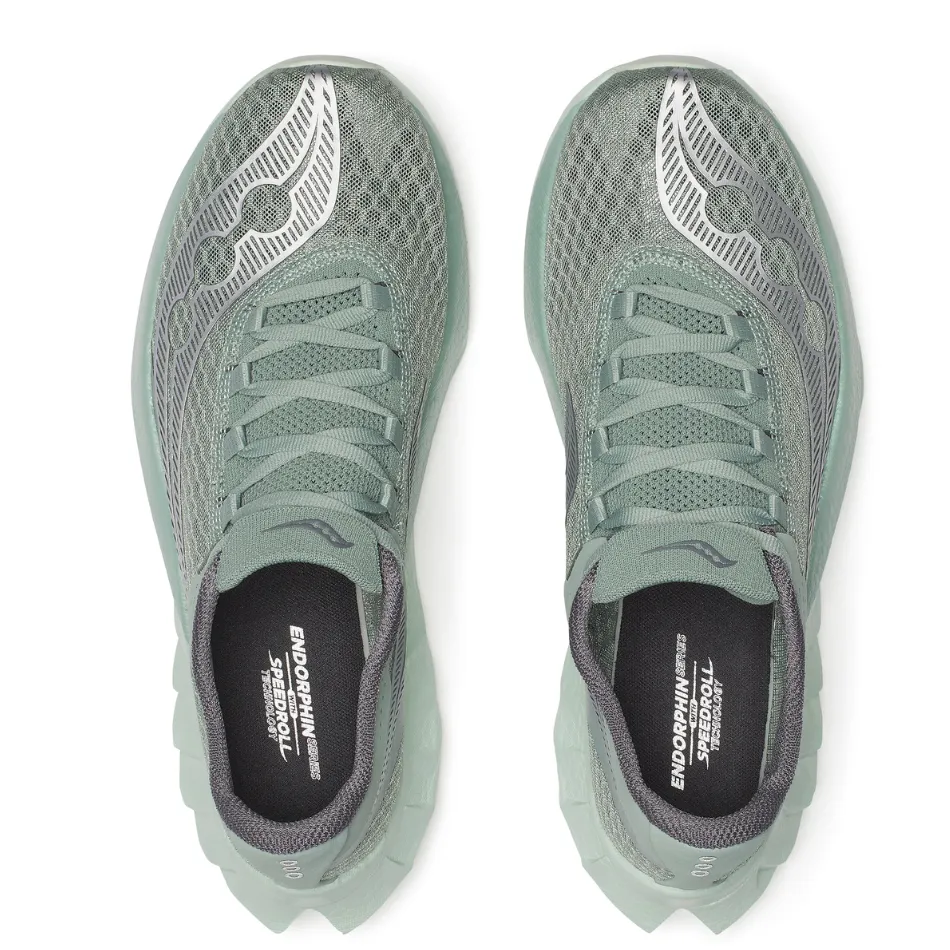 Saucony Men's Endorphin Pro 4 Running Shoes in Iceberg/Carbon - Online Exclusive Anti Slip Rubber Outsole Torsion Stability System
