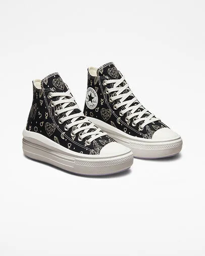 indoor running shoes Asymmetric Collar Padding Converse sneakers alta con zeppa da donna Chuck Taylor All Star Move Platform Mystic Crystals A03725C black-natural ivory