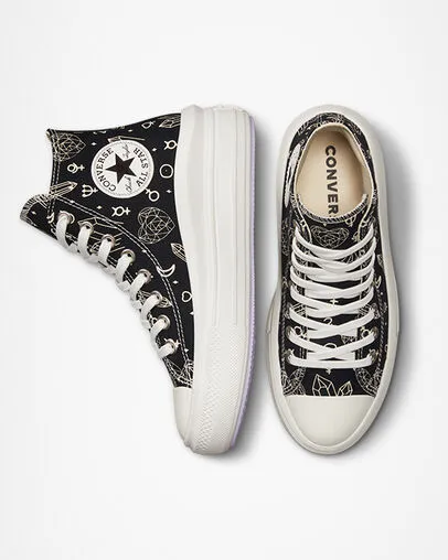 Converse sneakers alta con zeppa da donna Chuck Taylor All Star Move Platform Mystic Crystals A03725C black-natural ivory Midfoot Bracing