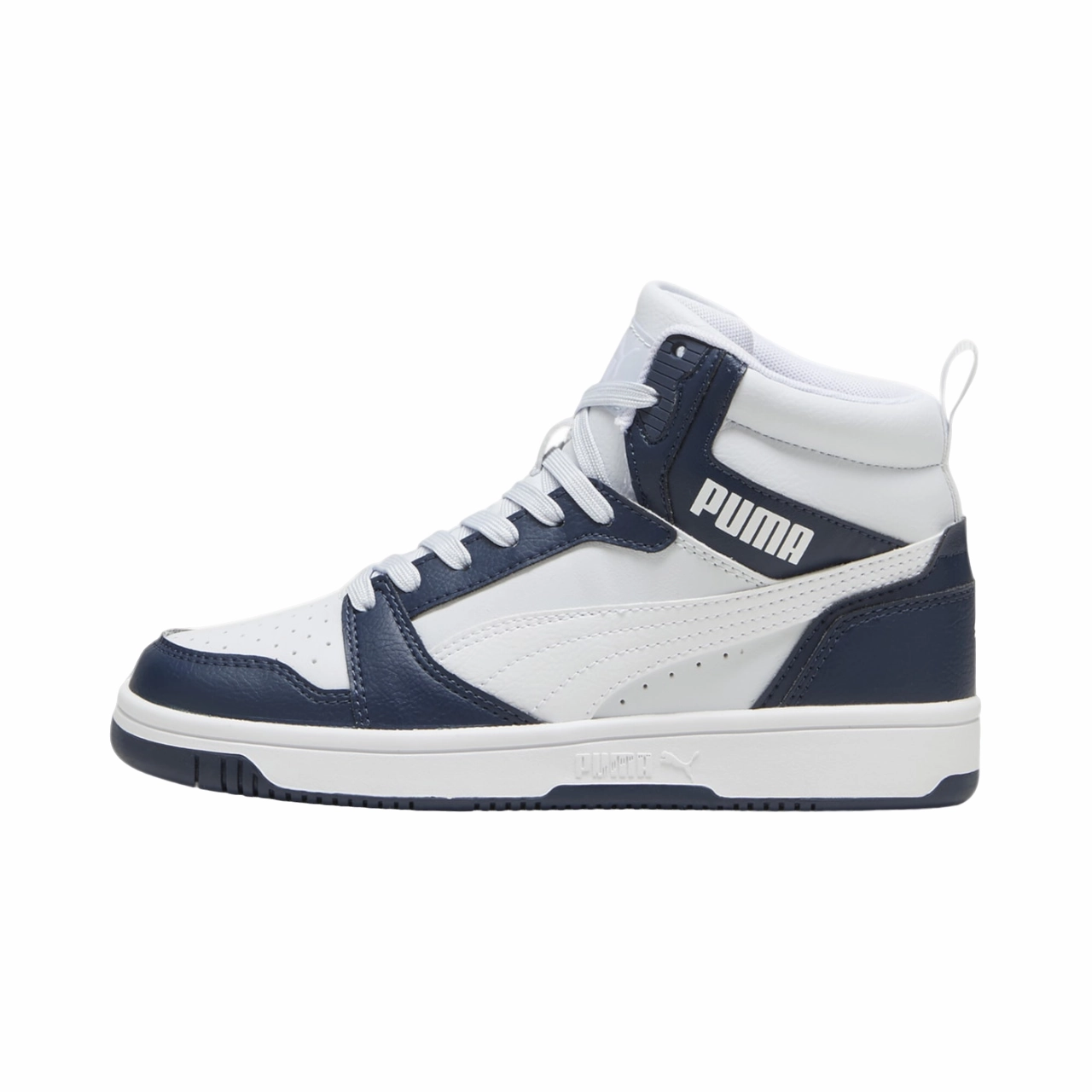 Heel Counter Support Puma scarpa sneakers alta da ragazzi Rebound V6 393831-17 blu-bianco