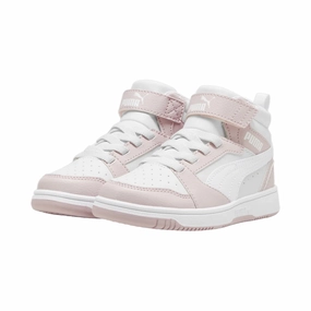 single Puma scarpa da ginnastica alta da bambino Rebound V6 Mid 396542-20 malva-bianco