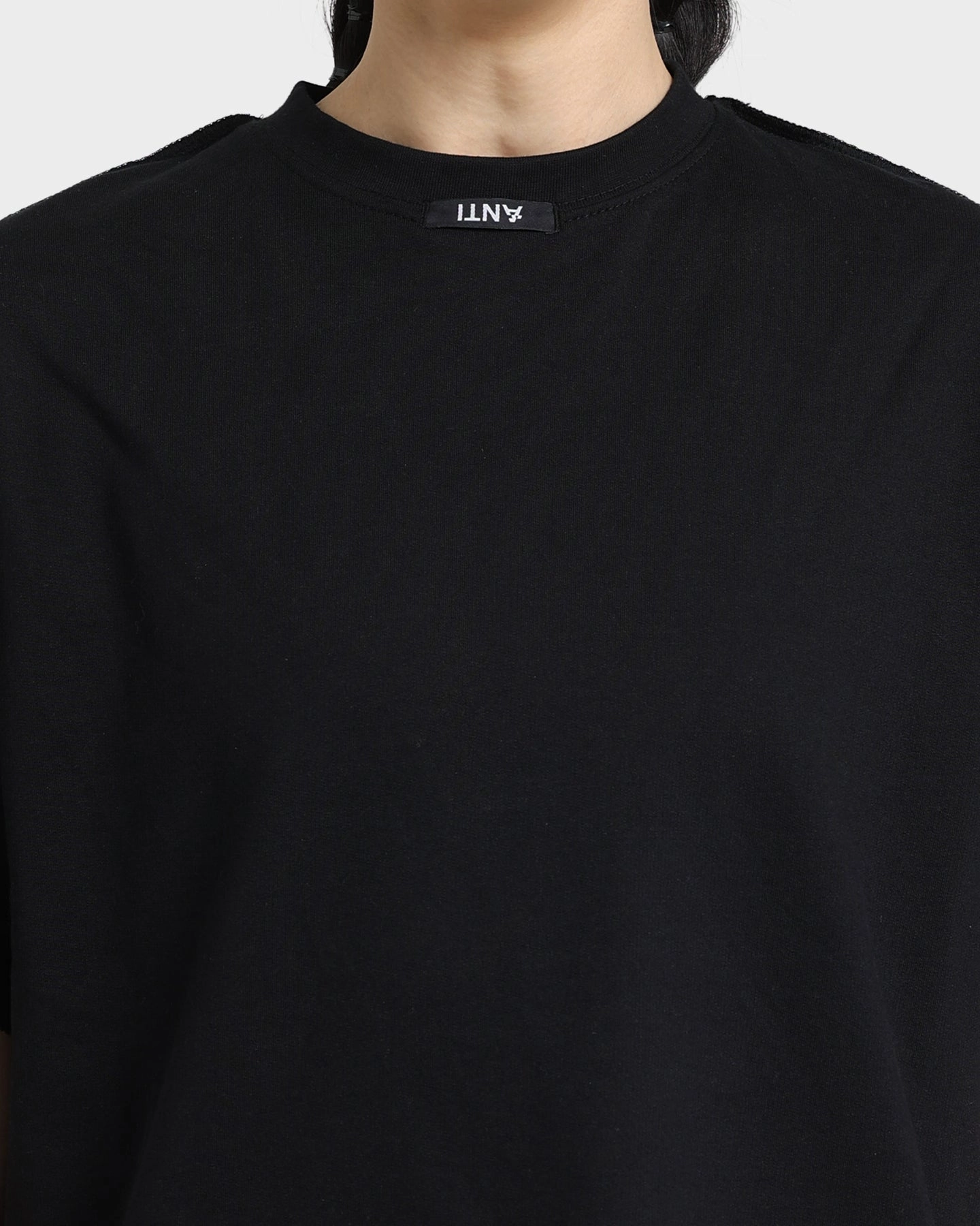 Oversized Cut Textured Surface The Anti Order Anti Essential Oversized T-Shirt Black