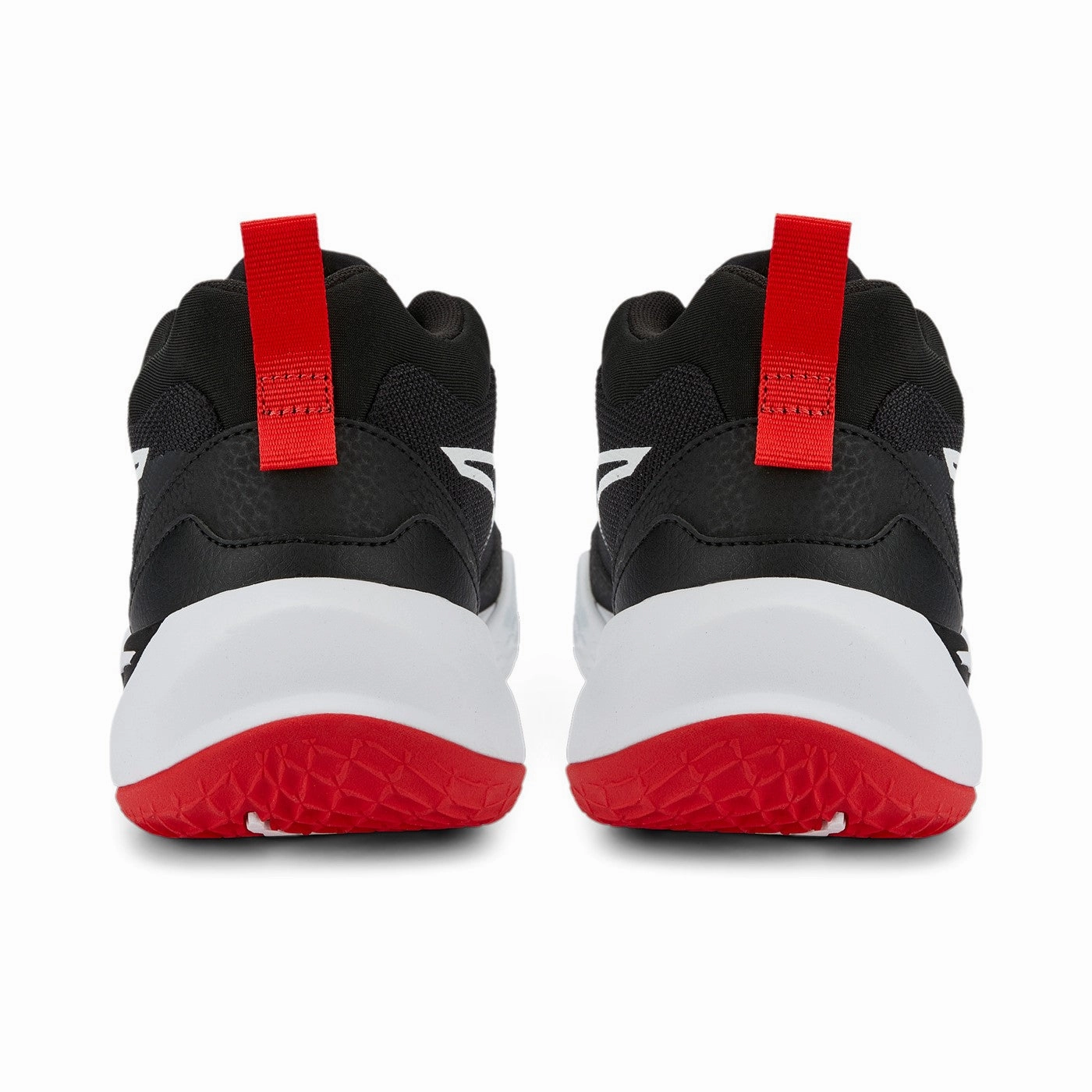 Customizable Option Slip - resistant Puma Scarpa da pallacanestro da ragazzo Playmaker 387353 01 nero-bianco-rosso