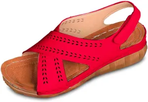 Trendy Women's Sandals Everyday Casual Wear Open Toe Solid Hollow Design Wedge Heel Summer Season Sandals for Women