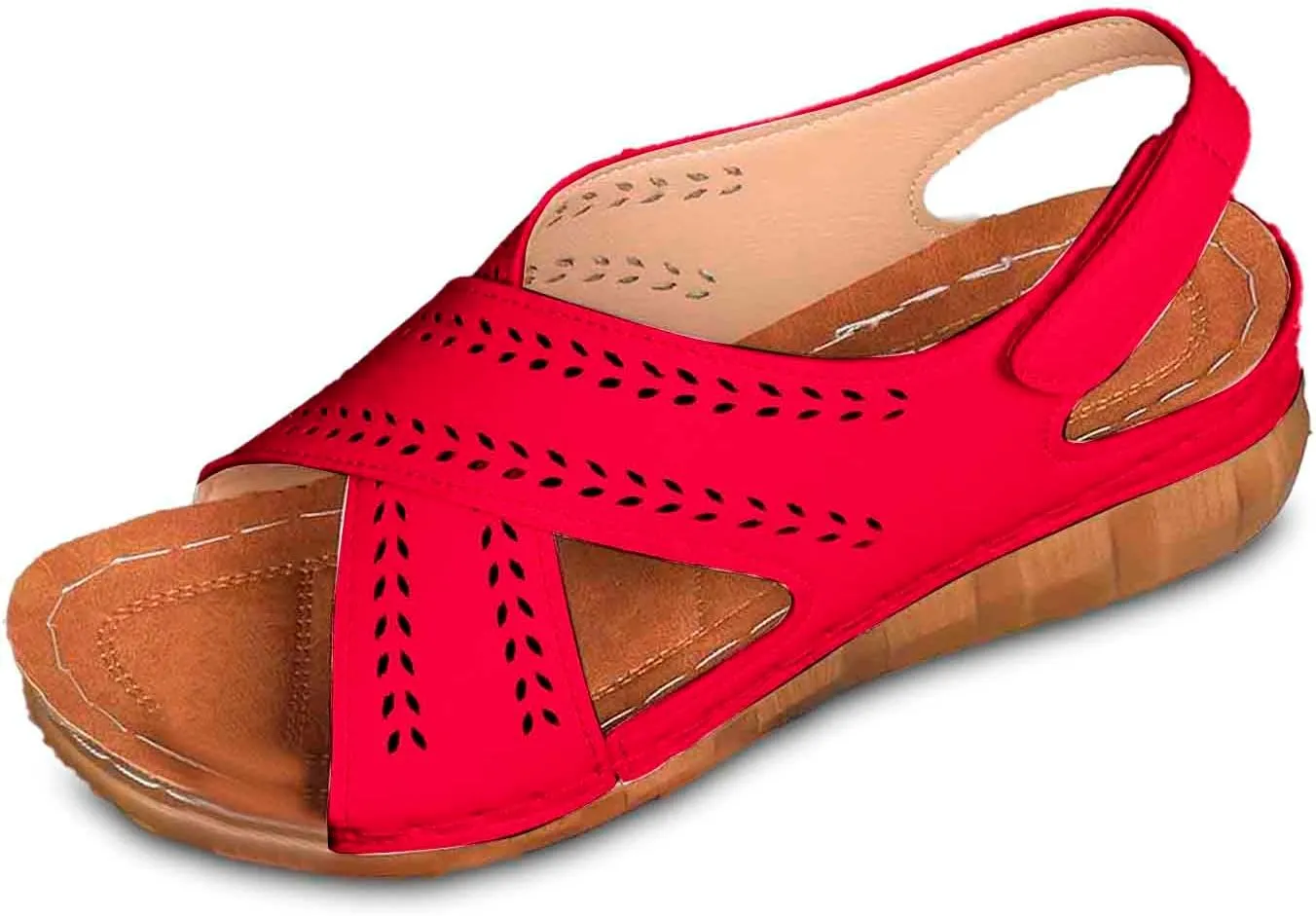 Trendy Women's Sandals Everyday Casual Wear Open Toe Solid Hollow Design Wedge Heel Summer Season Sandals for Women