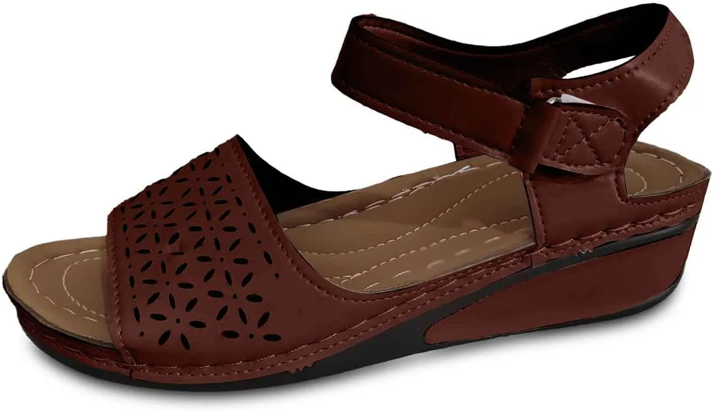 Trendy Women's Summer Sandals Open Toe Hollow Out Wedge Heel Comfortable Casual Footwear For Daily Wear And Vacation