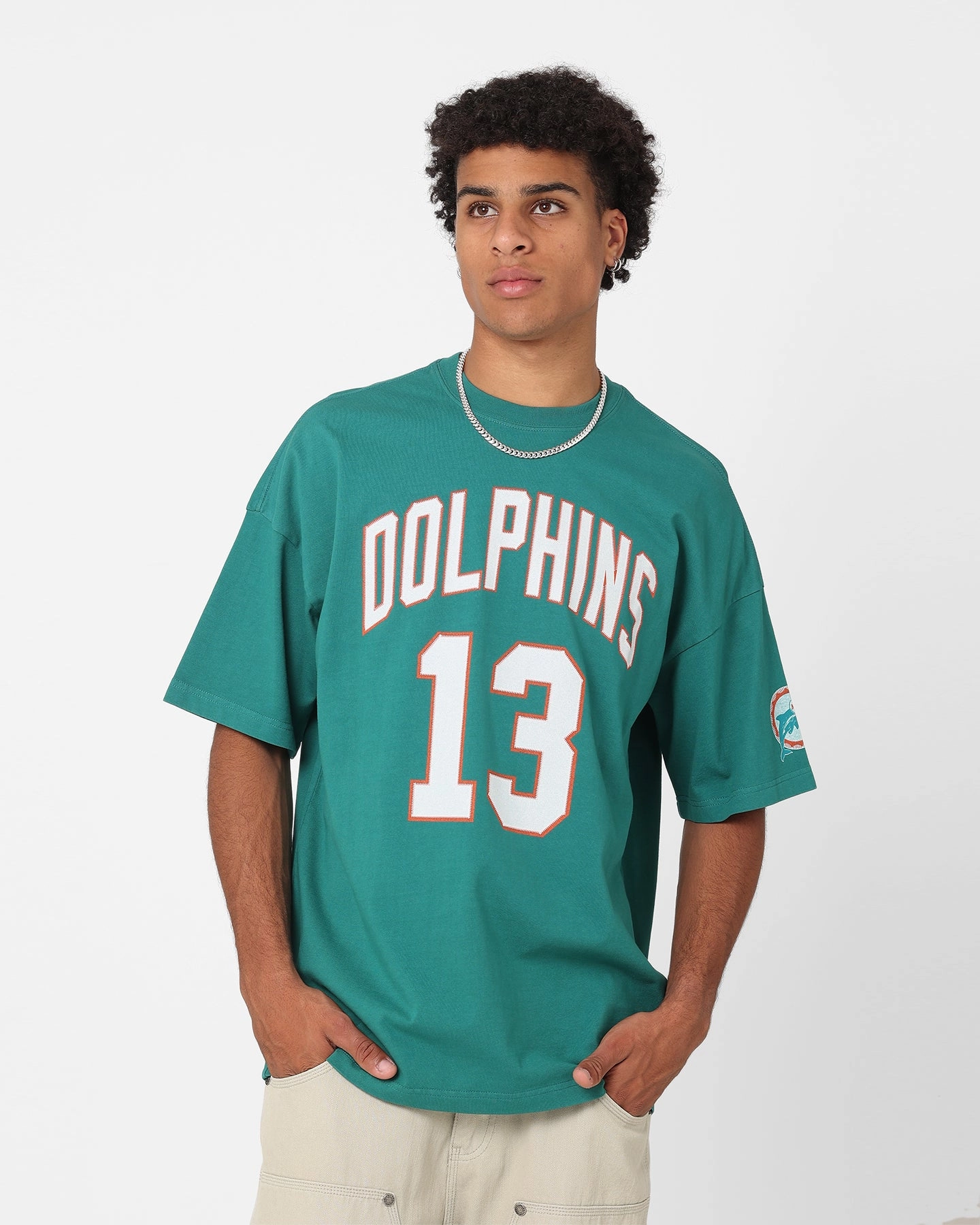 Mitchell & Ness Miami Dolphins Dan Marino N&N Oversized T-Shirt Faded Teal Daily Style Trend Simple and Relaxed