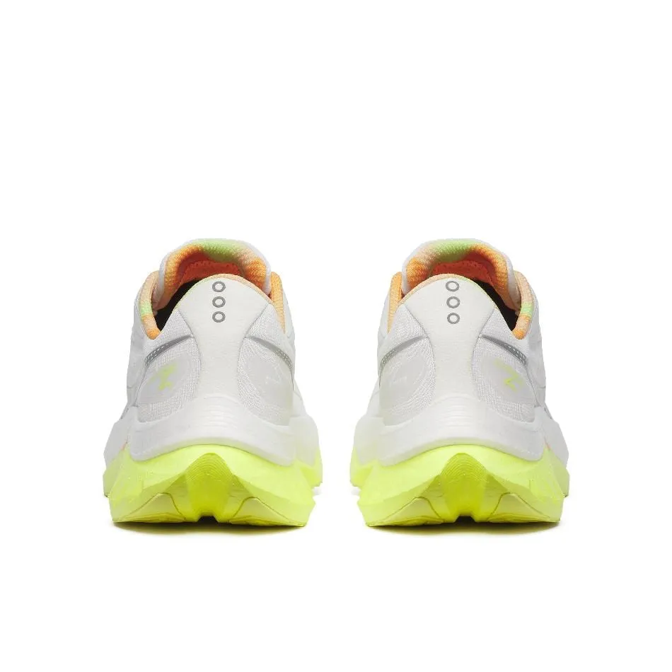 Saucony Women's Endorphin Speed 4 Running Shoes in White/Sunny SS25 Torsional Stability System Hyper Compression Midsole