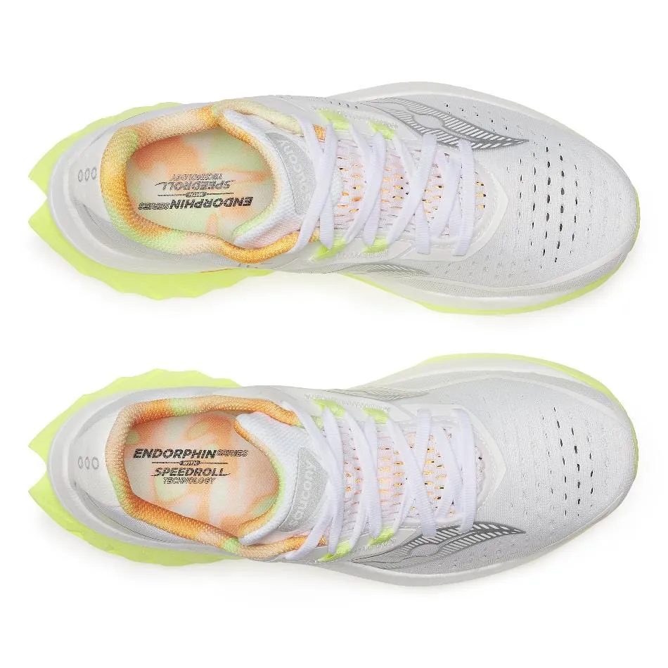 Stable Soft Form Saucony Women's Endorphin Speed 4 Running Shoes in White/Sunny SS25
