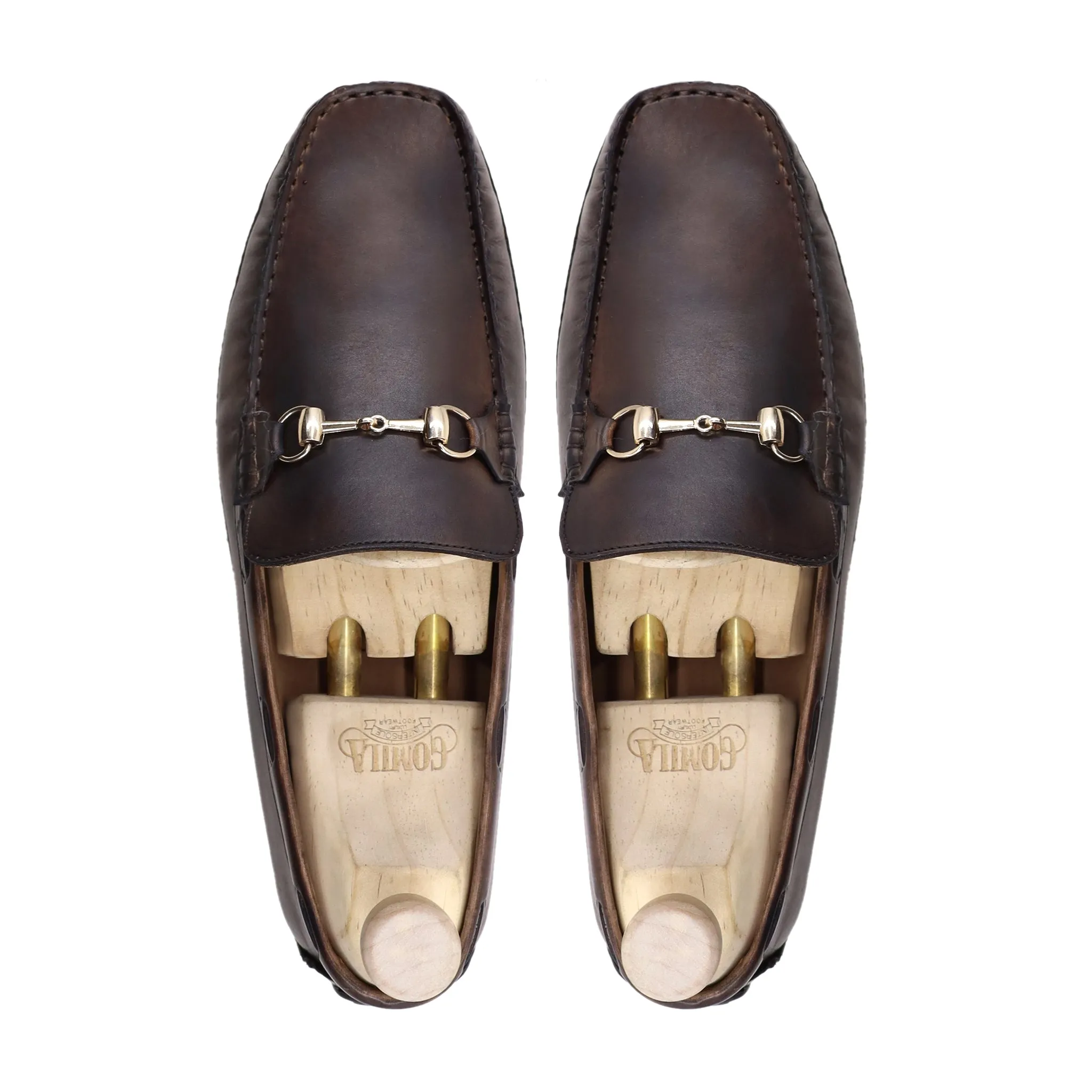Trista - Men's  Brown Patina Calf Leather Driver Shoe