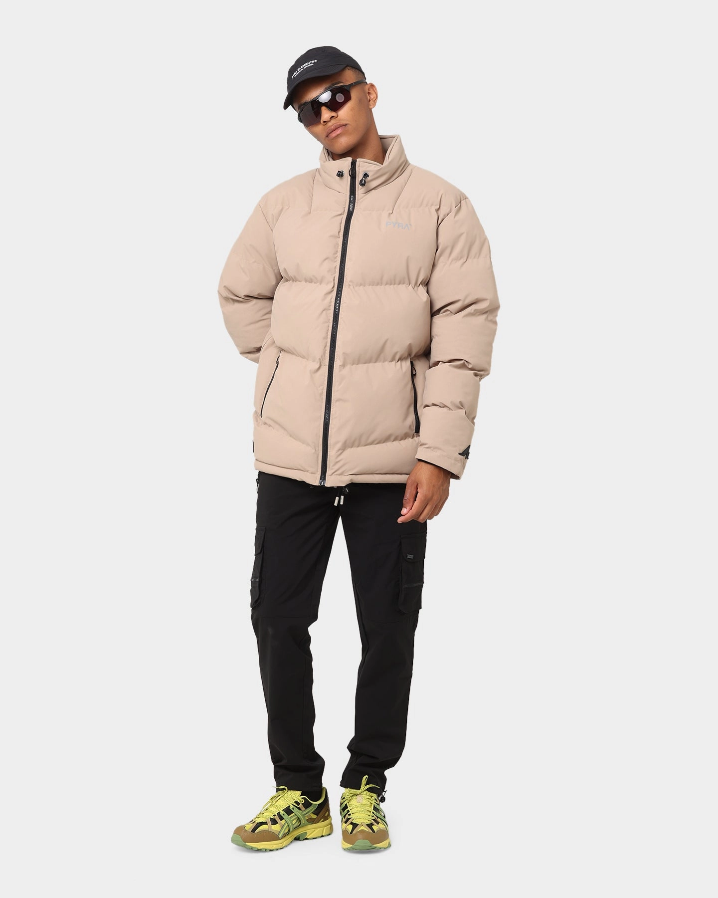 PYRA Padded Puffa Jacket Natural RipstopFabric Cordlock Adjustment System