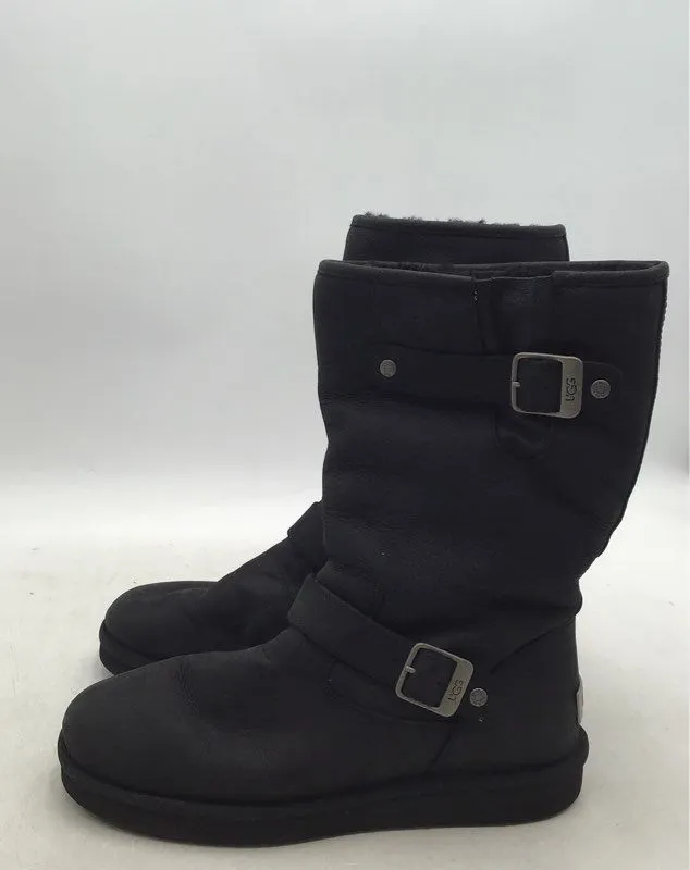 UGG Women's Black Round Toe Pull-On Riding Boots - Size 9