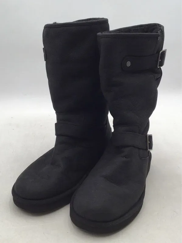 UGG Women's Black Round Toe Pull-On Riding Boots - Size 9