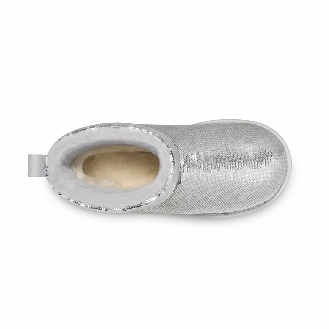 UGG? - Kids' (Preschool & Junior) Classic Mini Mirror Ball Boots (1143708K-SLVR) Clean Style Grip Technology