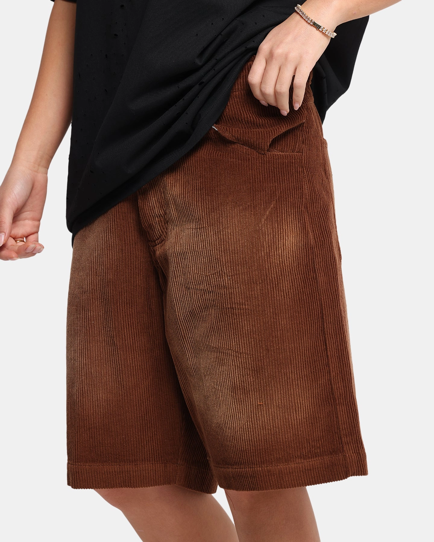 XXIII Corduroy Wash Jorts Brown Sporty Layers Travel Essential