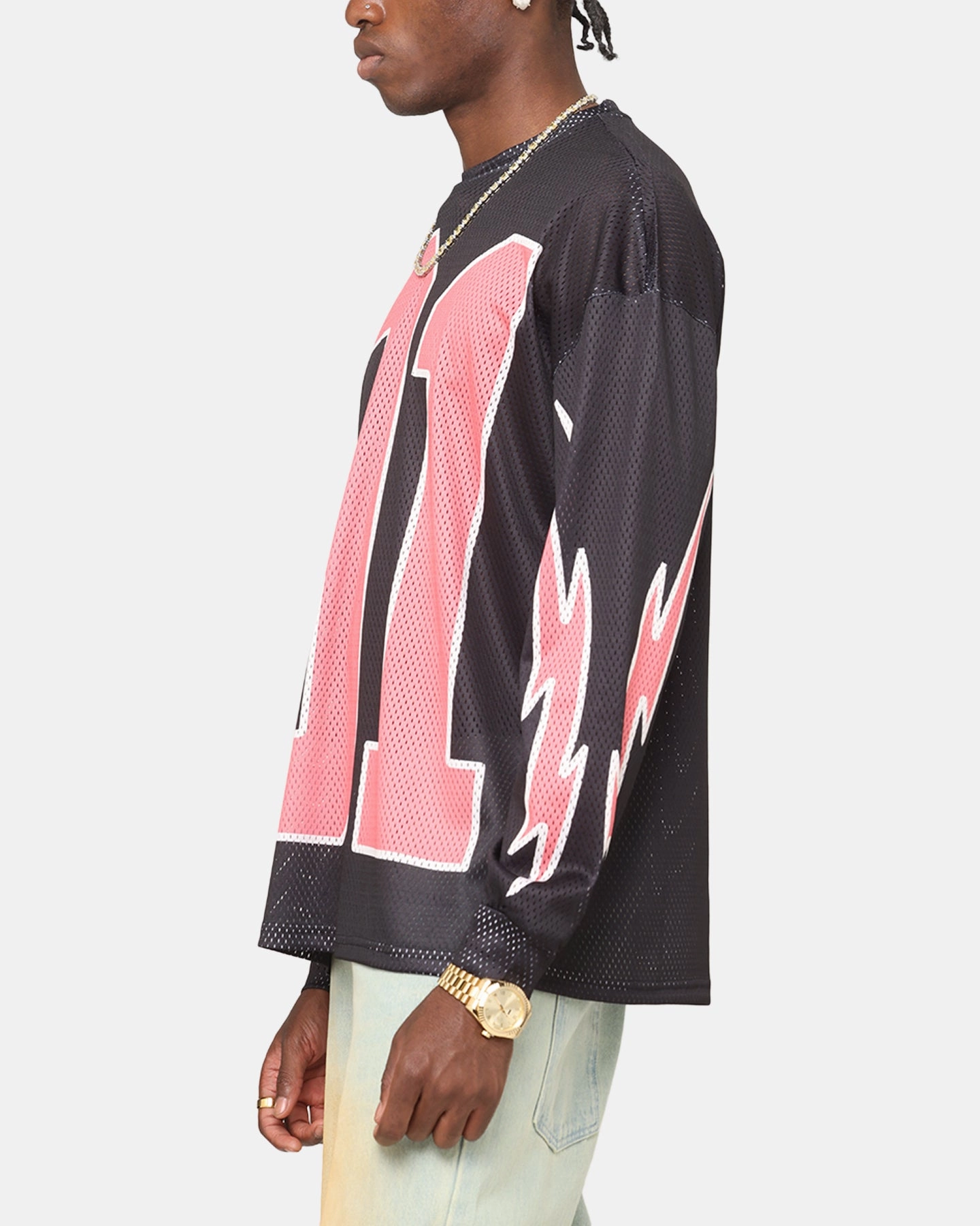 Fade Resistant Dye Energy Wear Criminal Damage 91 Mesh Long Sleeve T-Shirt Caviar