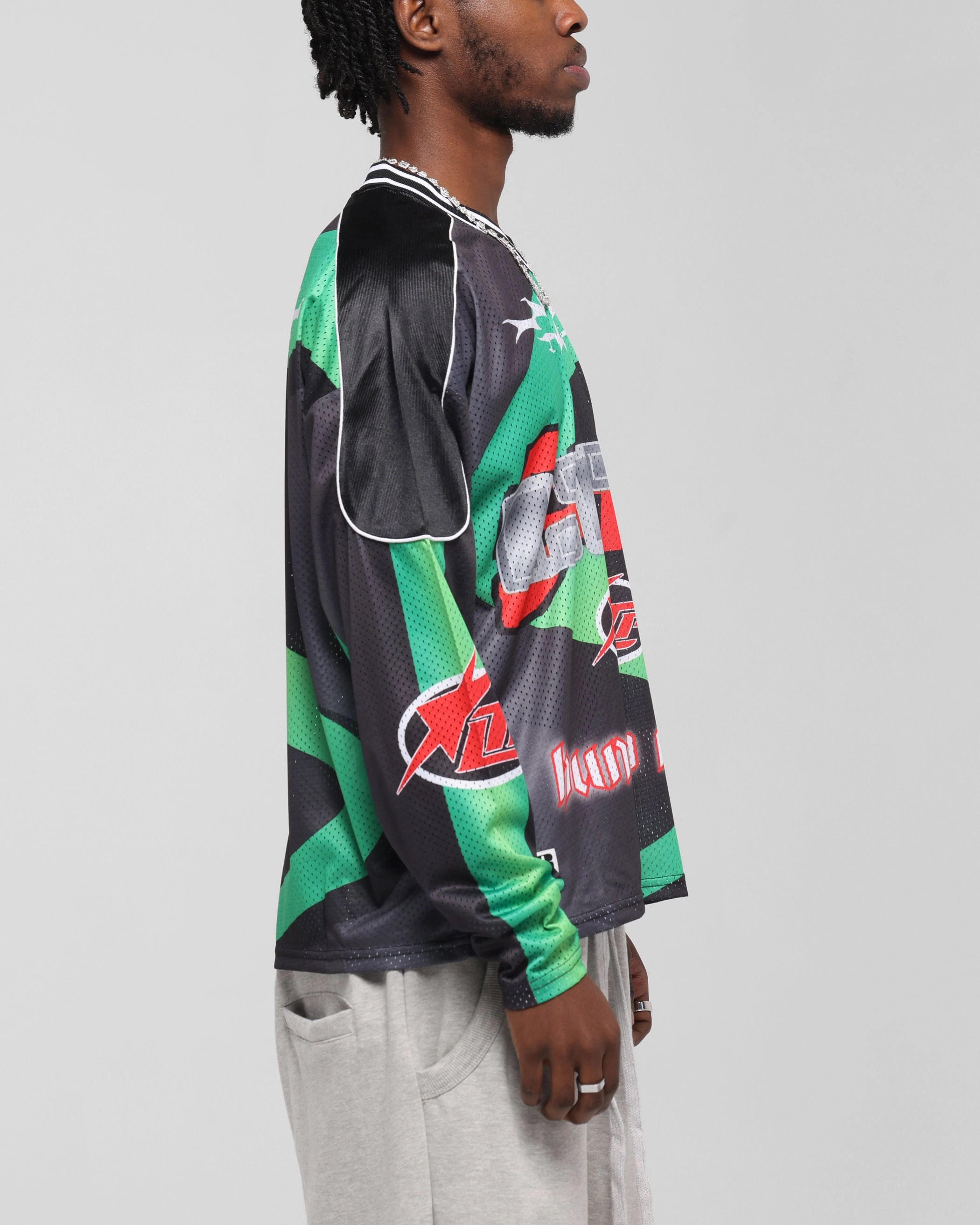 Loiter Cyber Hockey Jersey Black/Multi Friction Free Hemline Design Air Mesh