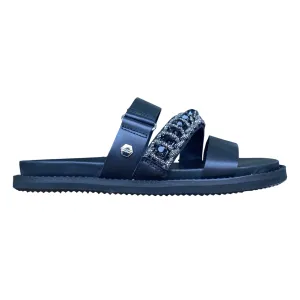 ethnic touch Leisure Life Cult sandalo da donna con sottili fascette decorate da dettagli in strass e gemme ROSHELLE 4490 nero