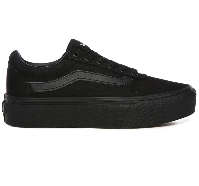 Vans scarpa sneakers con zeppa da donna in canvas Ward VN0A3TLC1861 nero foot - alignment running shoes