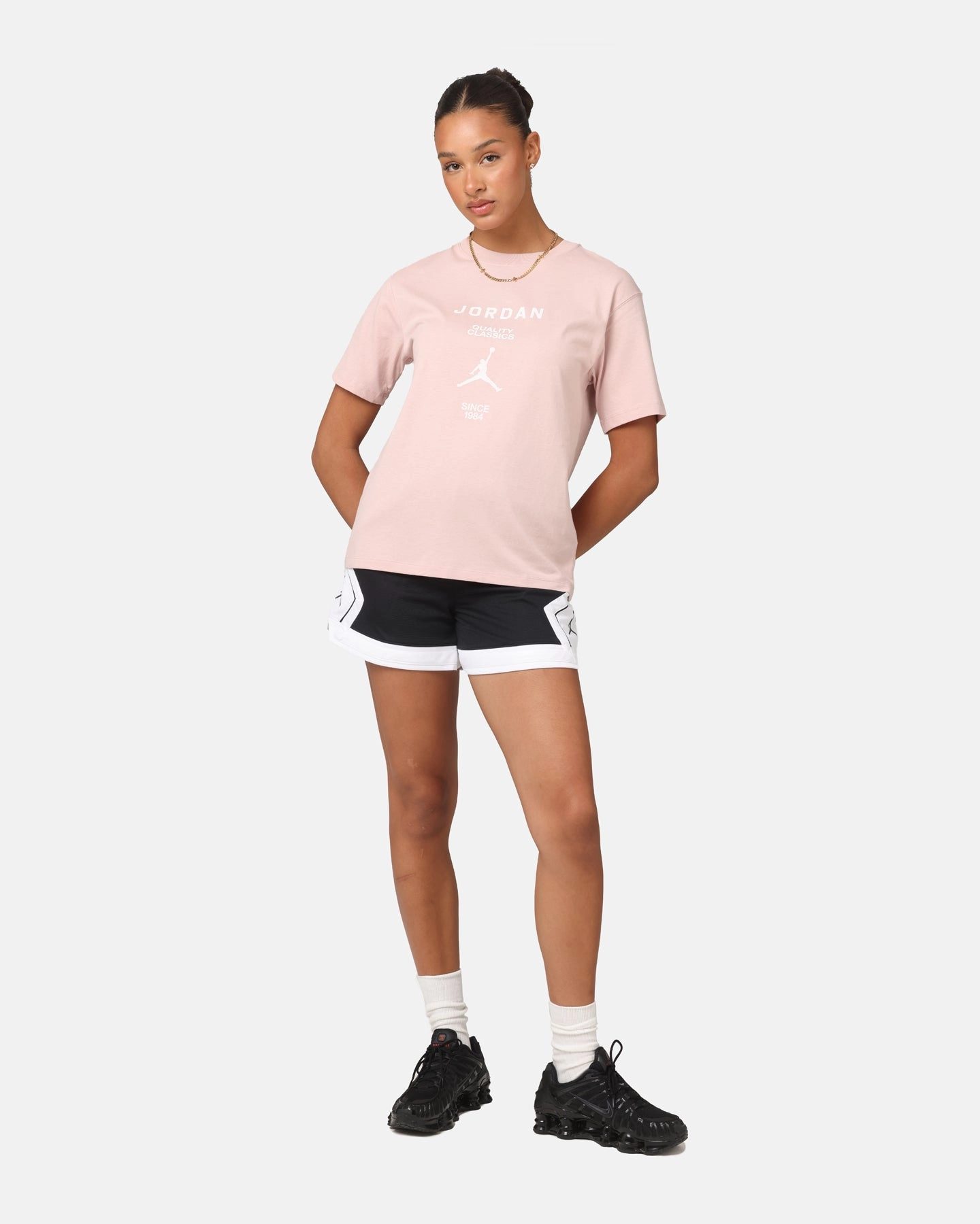 Neutral Shade Jordan Women's 4" Diamond Shorts Black/White/White