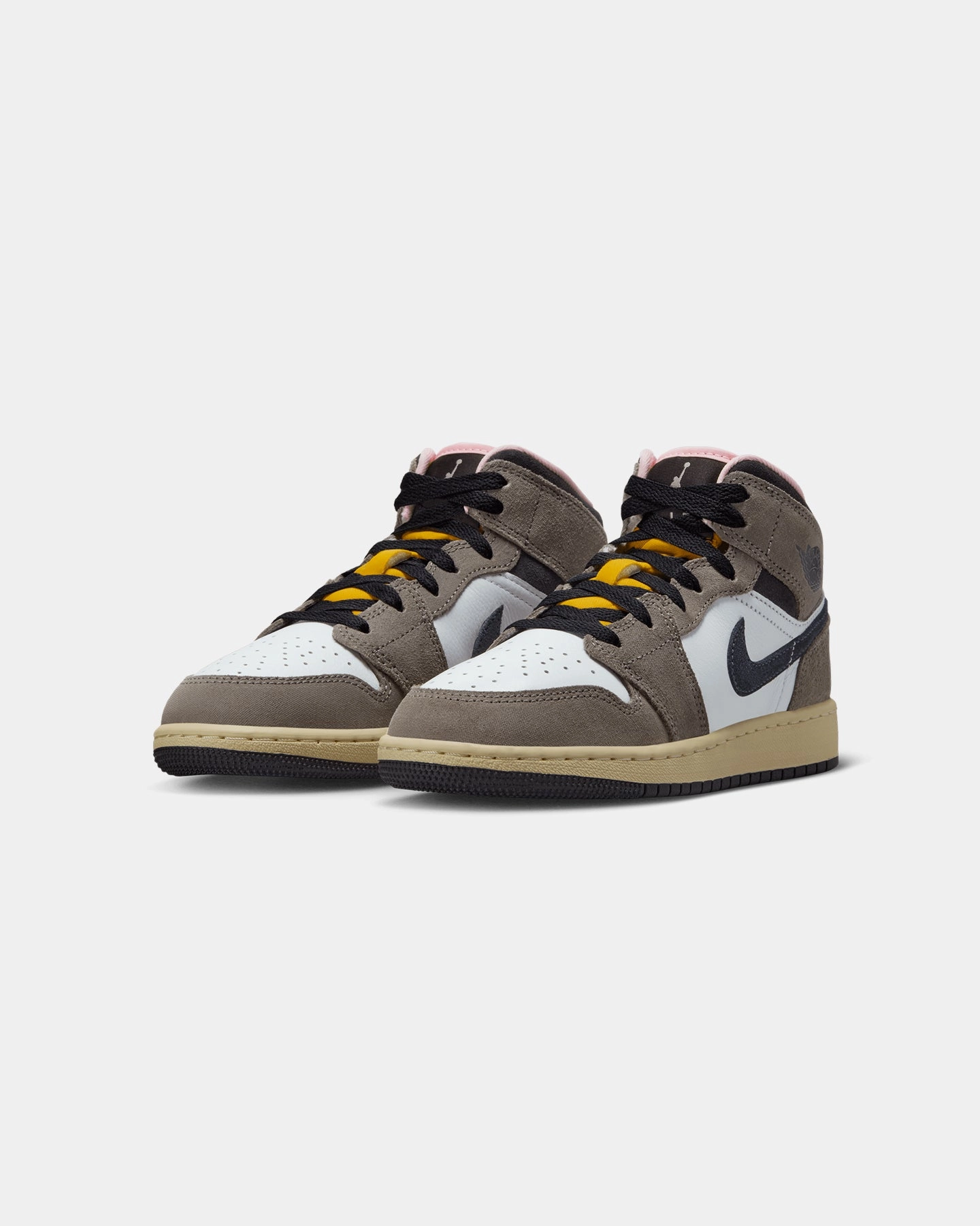 Jordan Kids' Air Jordan 1 Mid SE (GS) White/Grey Synthetic Leather Panels