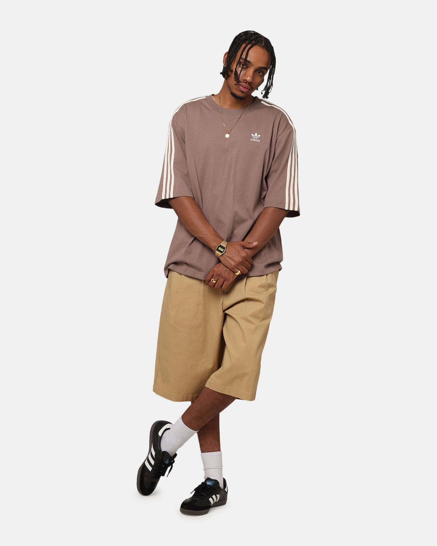Smooth Neckline Adidas Oversized T-Shirt Brown
