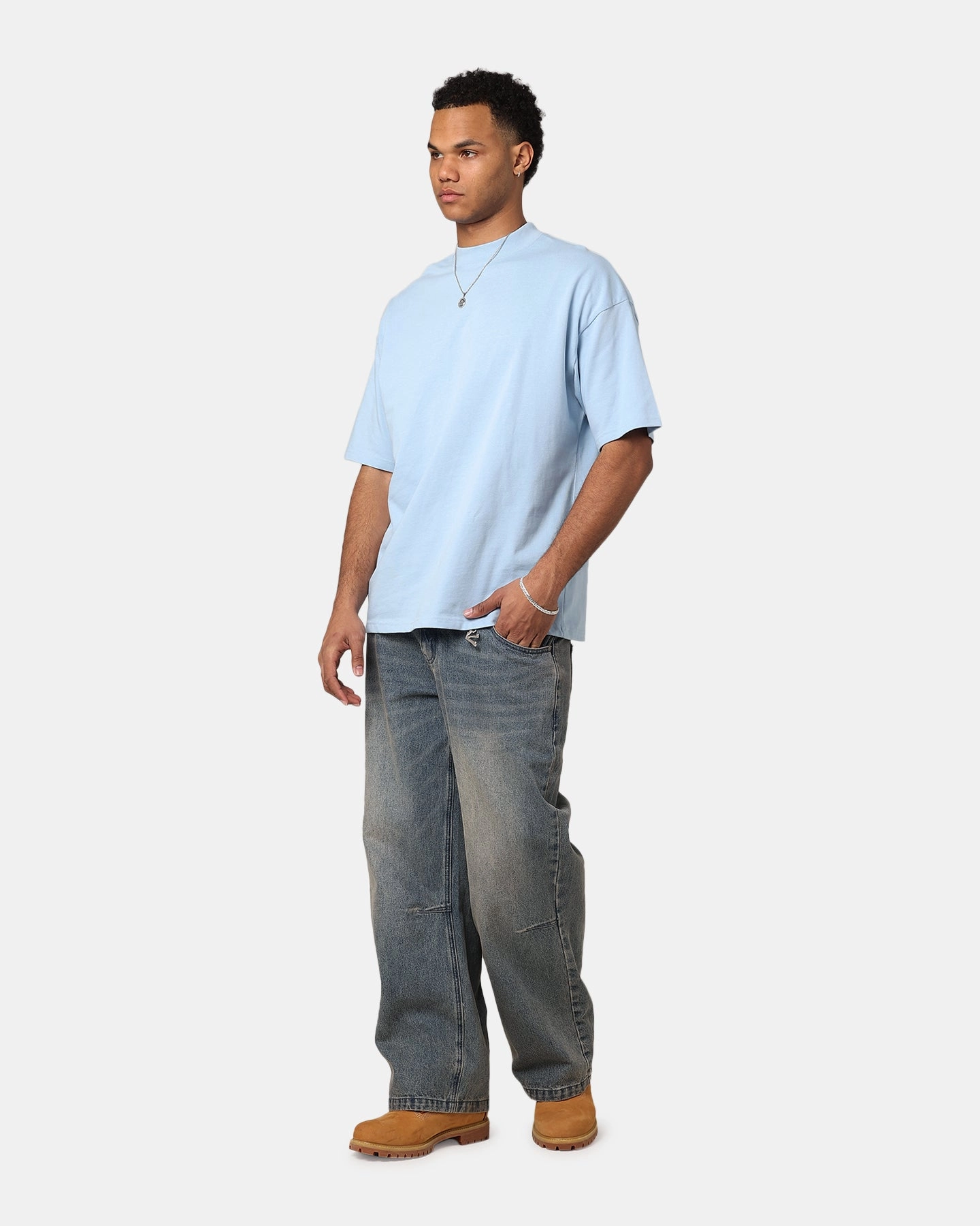 Culture Kings Oversized Blank T-Shirt Light Blue Slim fit clothing UVProtectionFinish