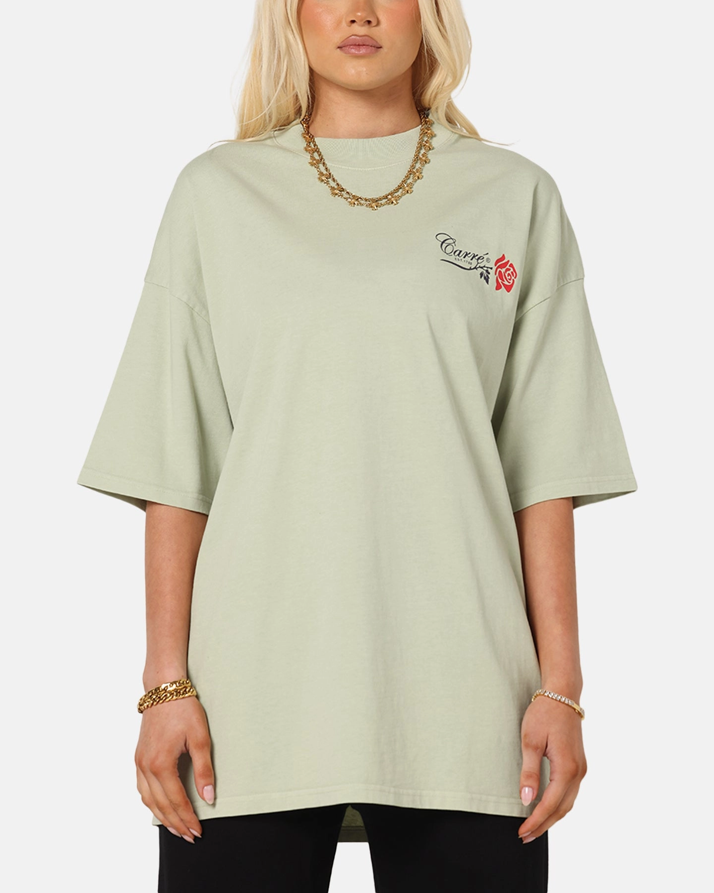 Carre Rara Oversized T-Shirt Sage Ethically Sourced Cotton Casual Essentials Wear