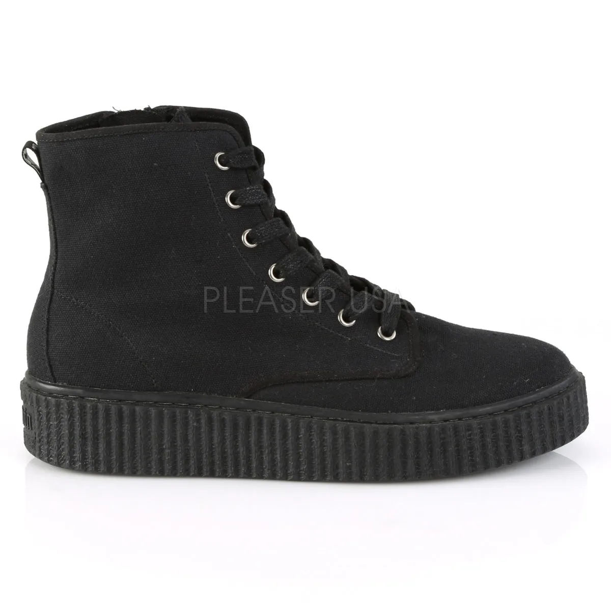 Unisex High Top Lace-up Creeper Sneaker with Side Zipper SNEEKER-201