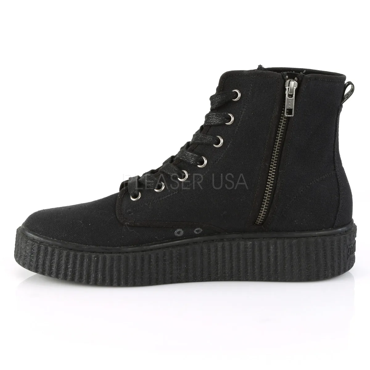 Unisex High Top Lace-up Creeper Sneaker with Side Zipper SNEEKER-201