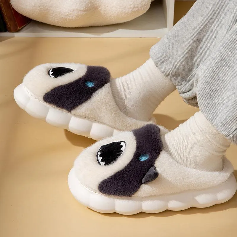 Unisex Shark Plush Slippers – Cozy Cartoon Winter Fuzzy Shoes