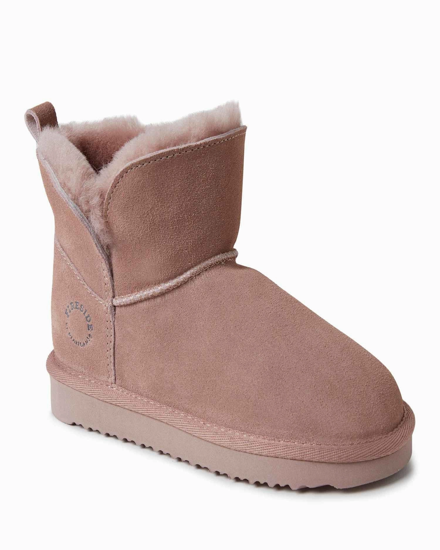 Fireside By Dearfoams Kid's Bunbury Genuine Shearling Boot Rugged Traction
